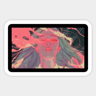 Pink Retro Anime Girl Hot Titan Sticker